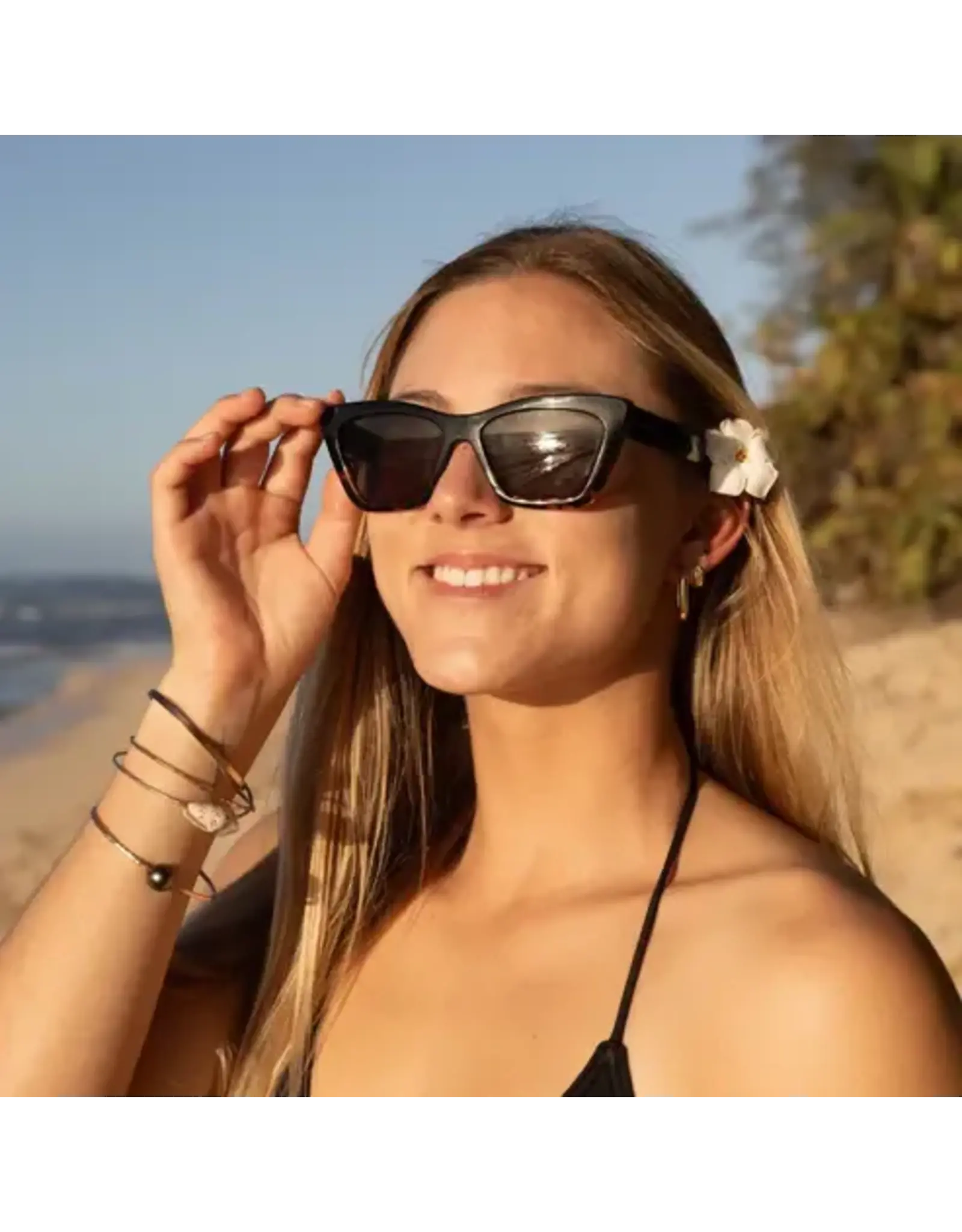 CARVE SUNGLASSES Tahoe II Alyssa Spencer Injected Lens | Polarized Lens  Gloss Black Tort Frame with Grey Lens