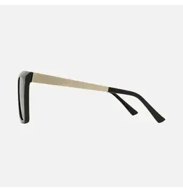 CARVE SUNGLASSES Yoshi Injected Lens  Gloss Black Frame Gold Temple Dark Gray