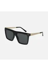CARVE SUNGLASSES Yoshi Injected Lens  Gloss Black Frame Gold Temple Dark Gray