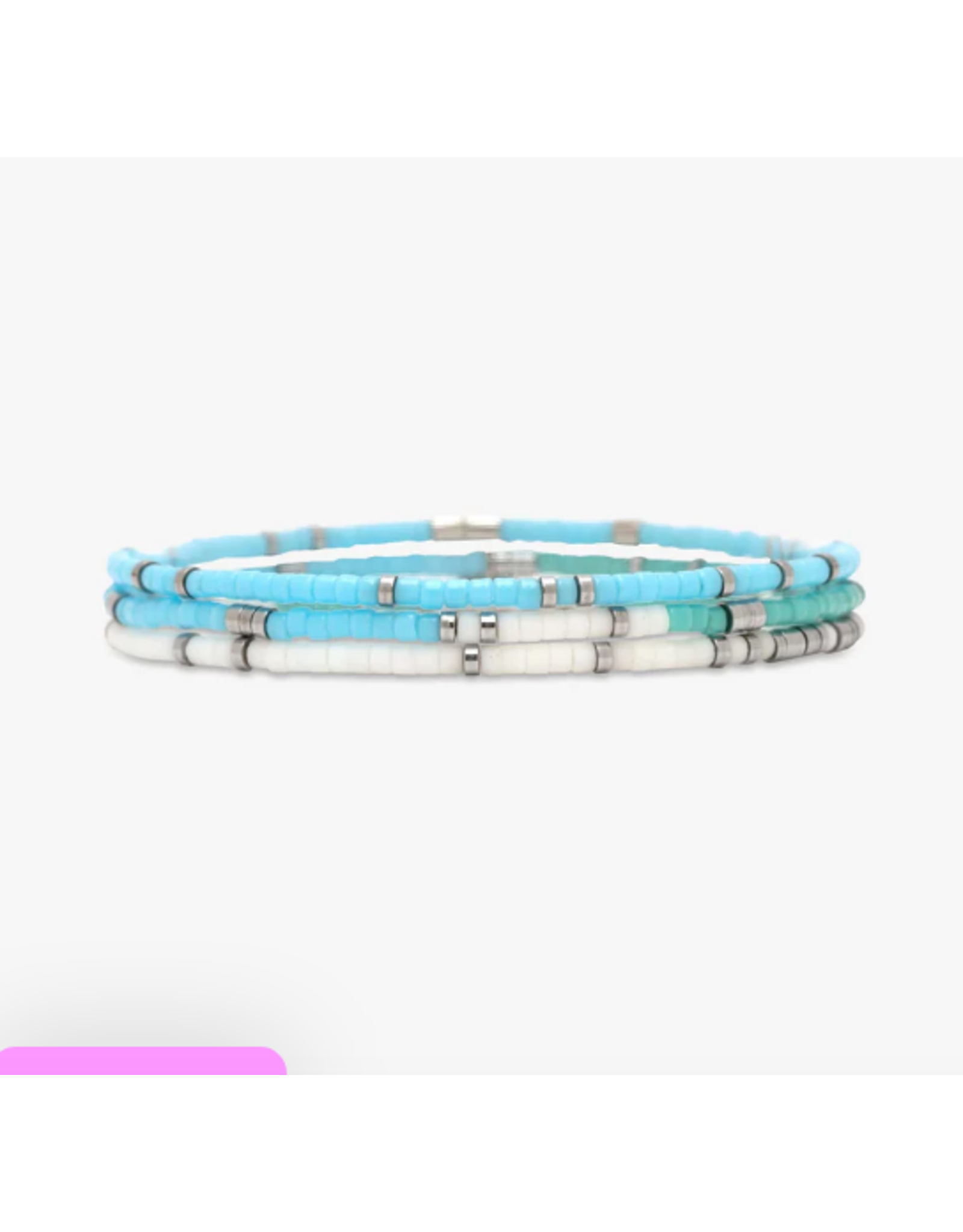 PURA VIDA Seafoam Dream Stretch Bracelet Set of 3