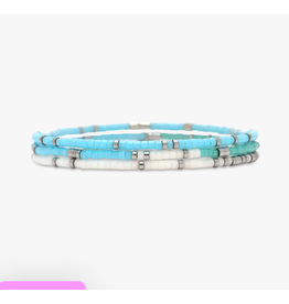 PURA VIDA Seafoam Dream Stretch Bracelet Set of 3