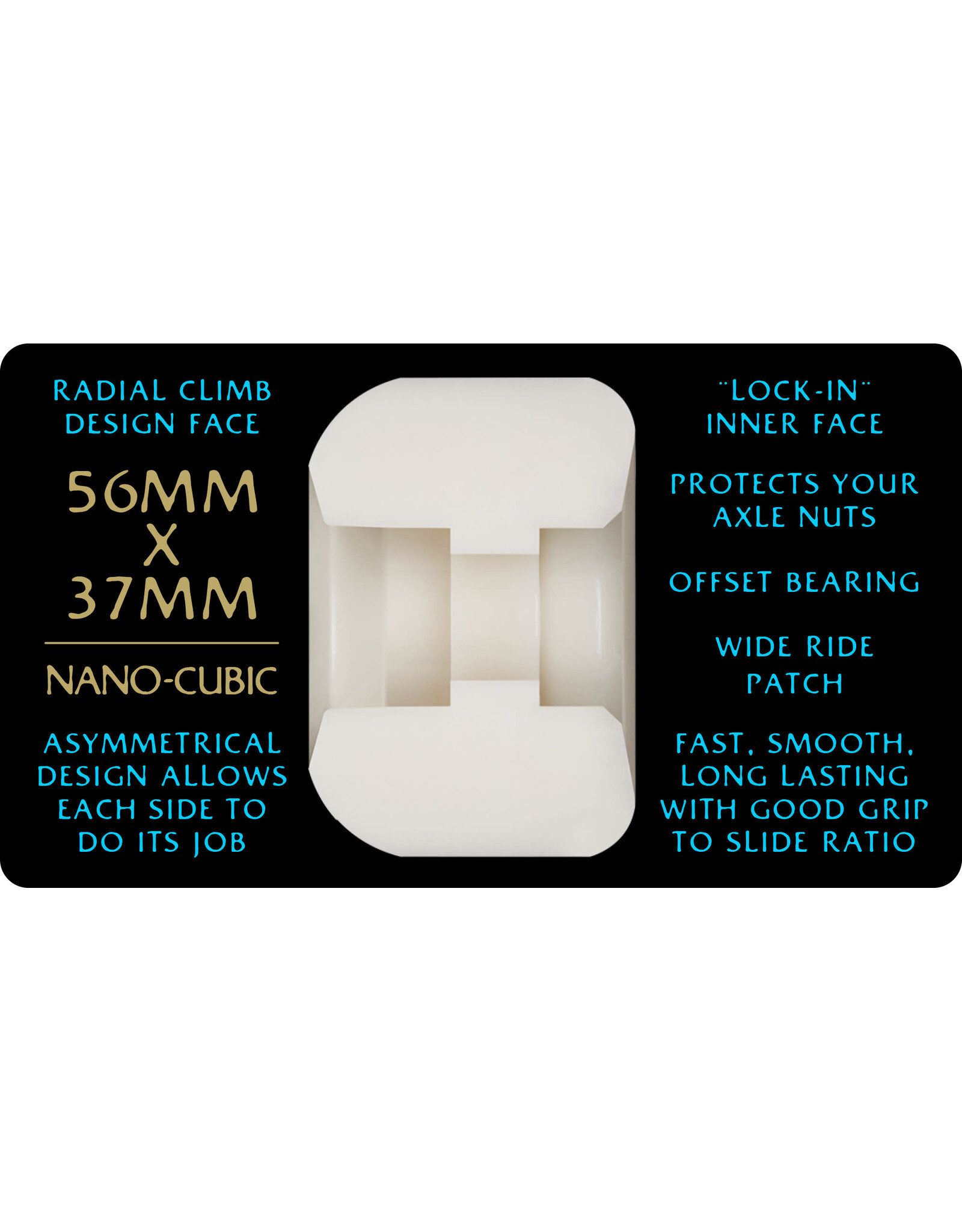 POWELL PERALTA Powell Peralta Nano-Cubic 97A - Asymmetrical Shape - Wide Ride Patch - Offset Bearing - 56mm x 37mm 93A Skateboard Wheels 4pk