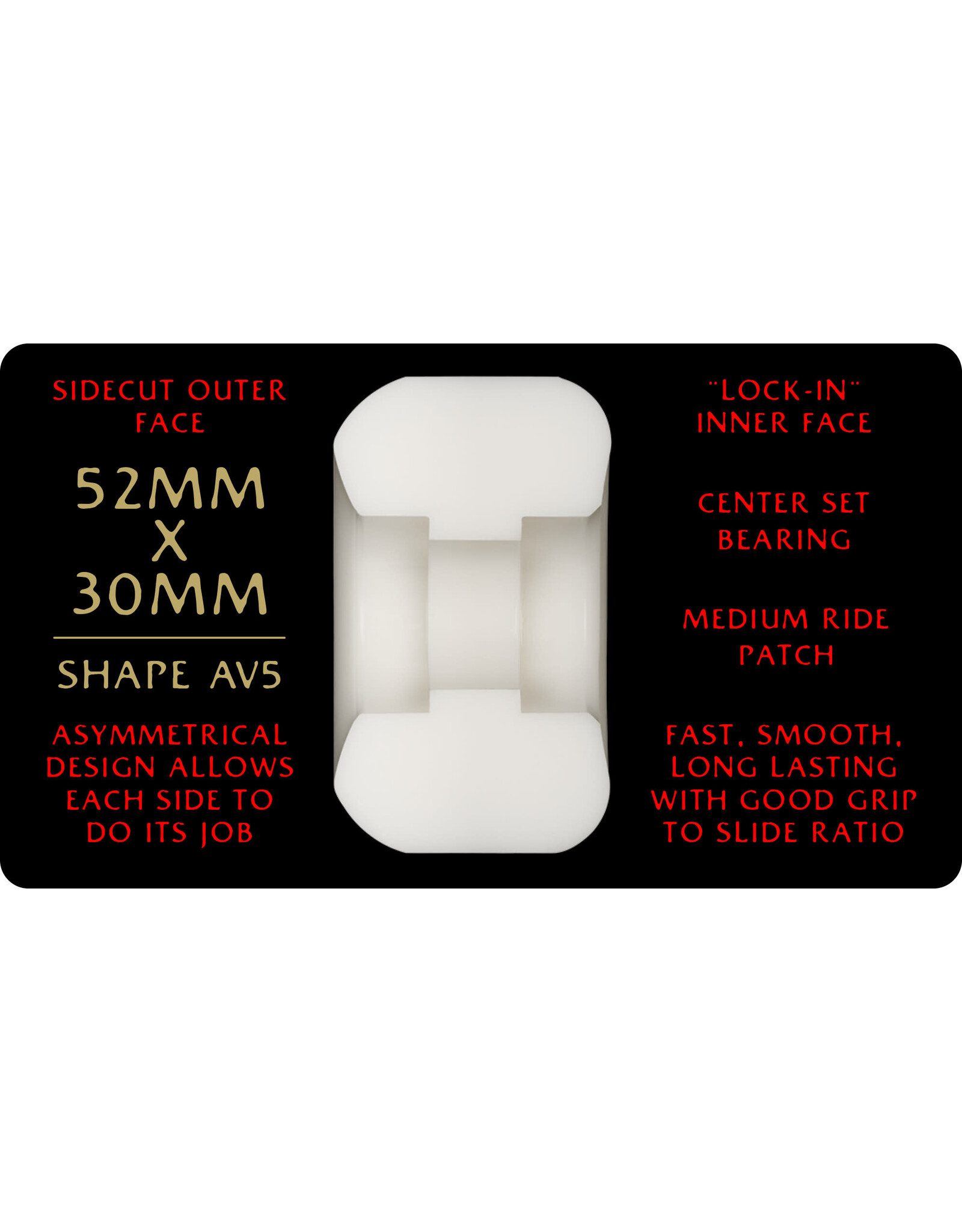 POWELL PERALTA Powell Peralta Spencer Semien Pro Nano Rats 93A - AV5 Asymmetrical Shape - Medium Ride Patch - 52mm x 30mm 93A AV5 Skateboard Wheels 4pk