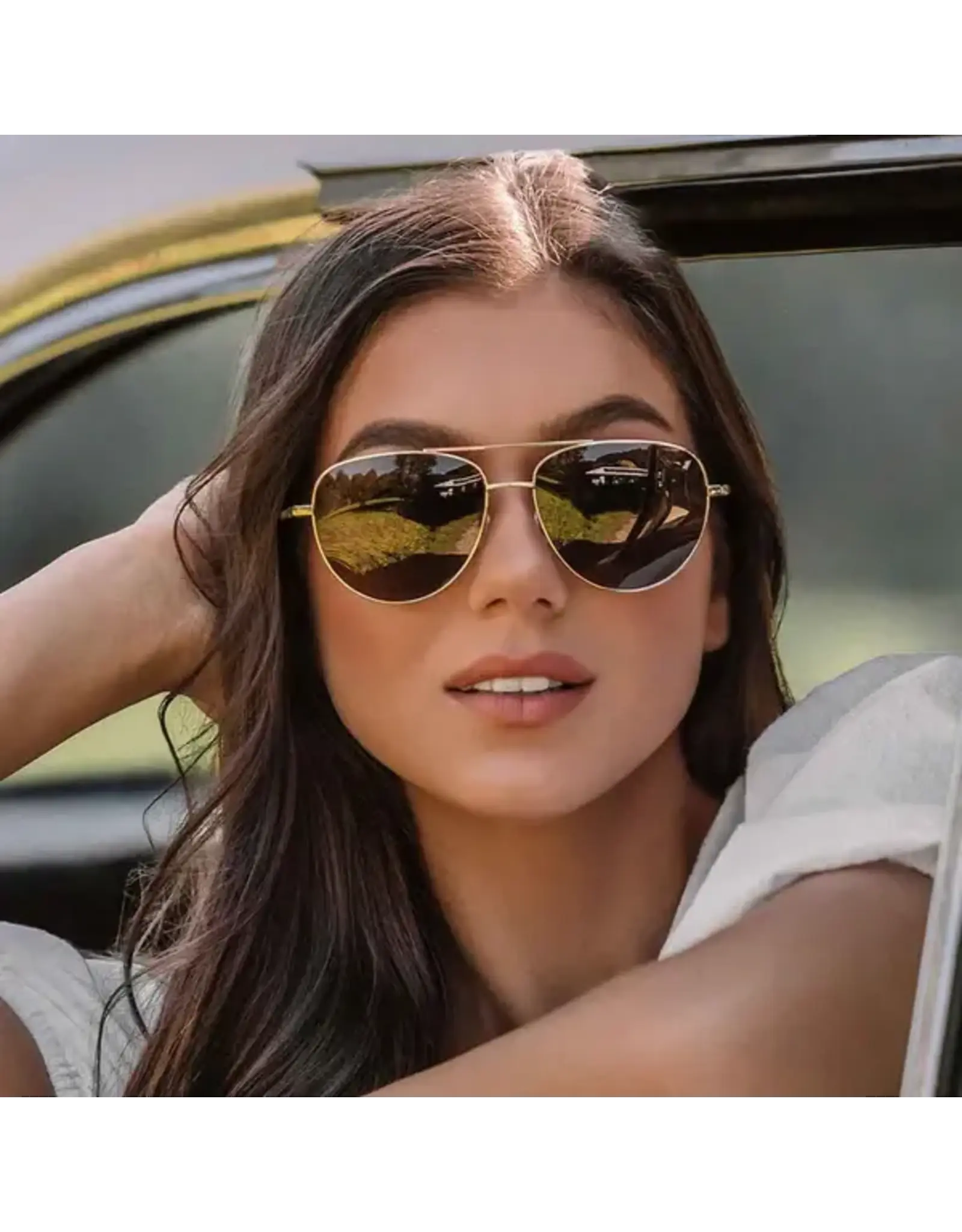 CARVE SUNGLASSES SOLANA - GLOSS GOLD METAL BROWN POL LENS