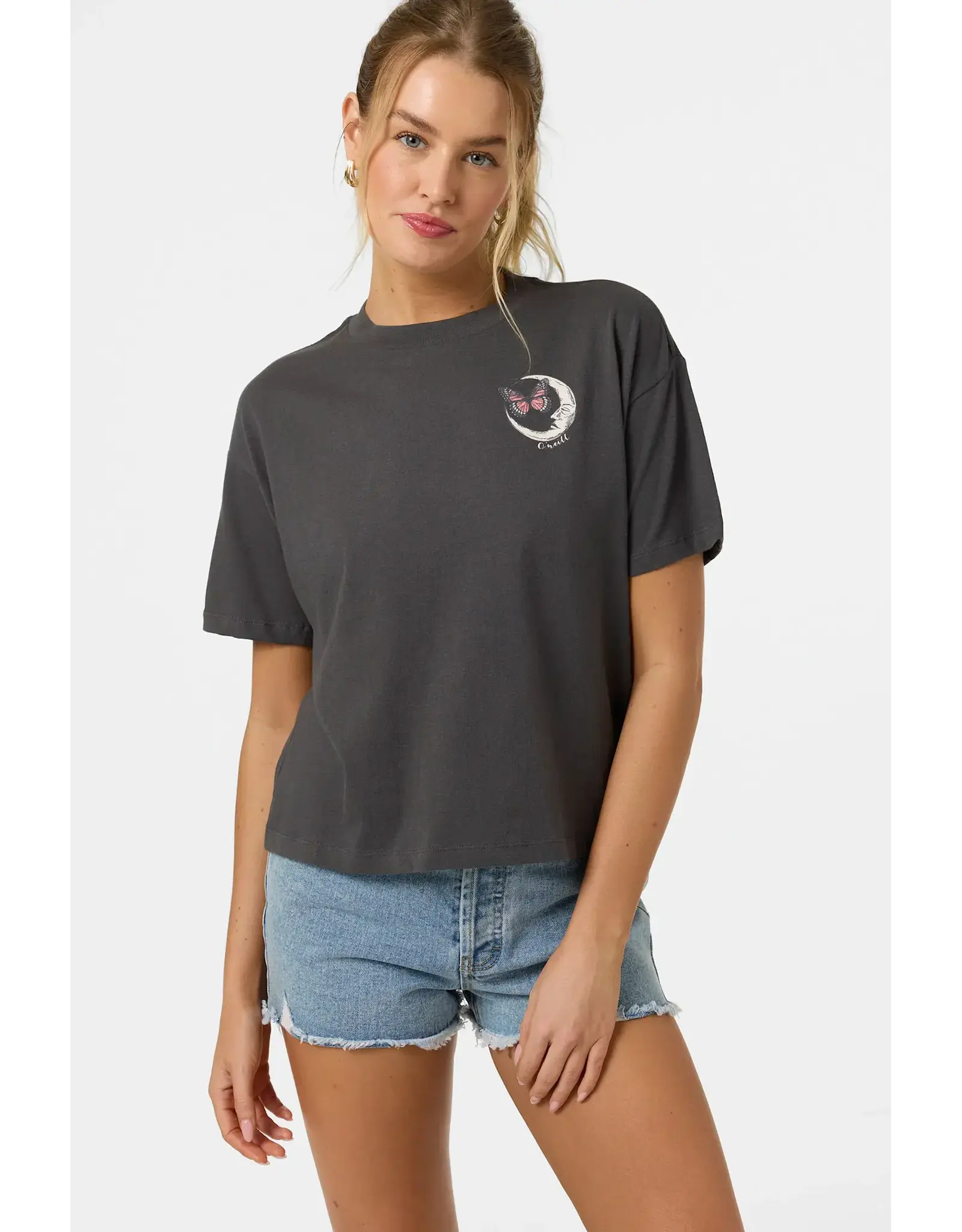 ONEILL Womens LA LUNA EASY TEE - WASHED BLACK