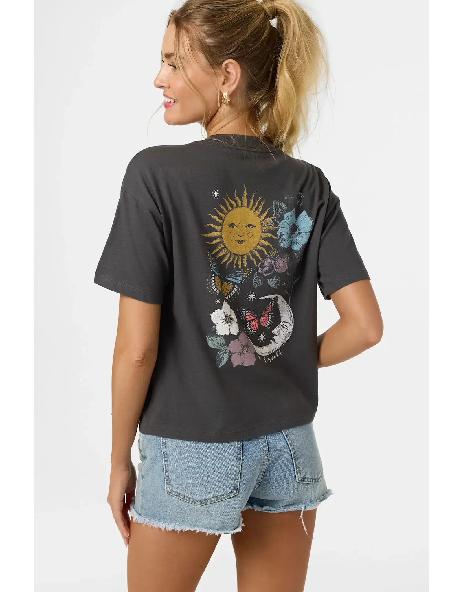 ONEILL Womens LA LUNA EASY TEE - WASHED BLACK
