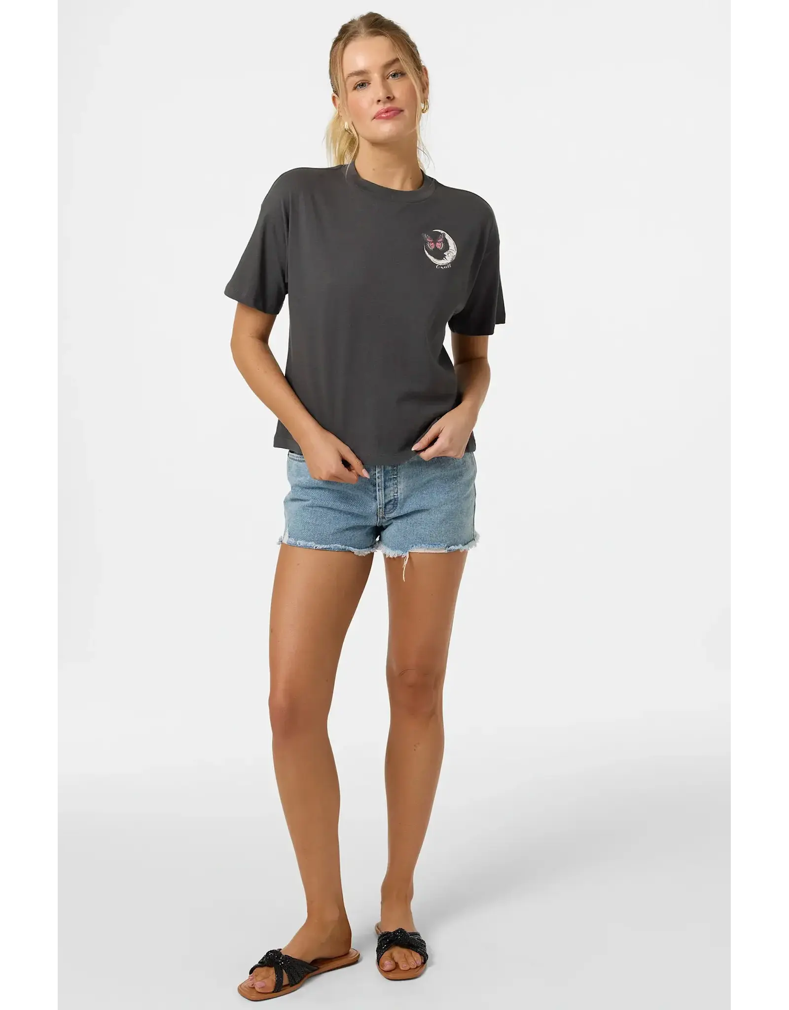 ONEILL Womens LA LUNA EASY TEE - WASHED BLACK