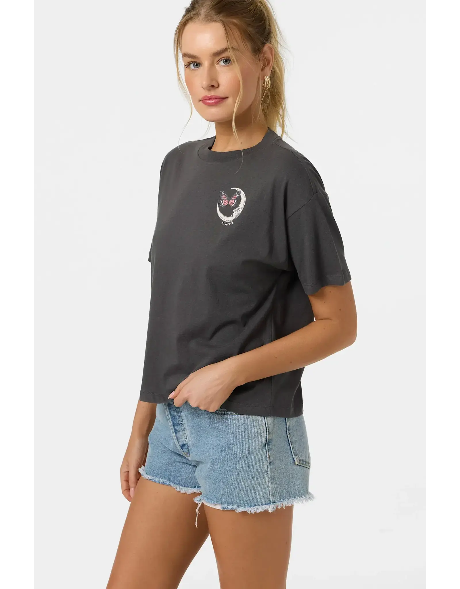 ONEILL Womens LA LUNA EASY TEE - WASHED BLACK