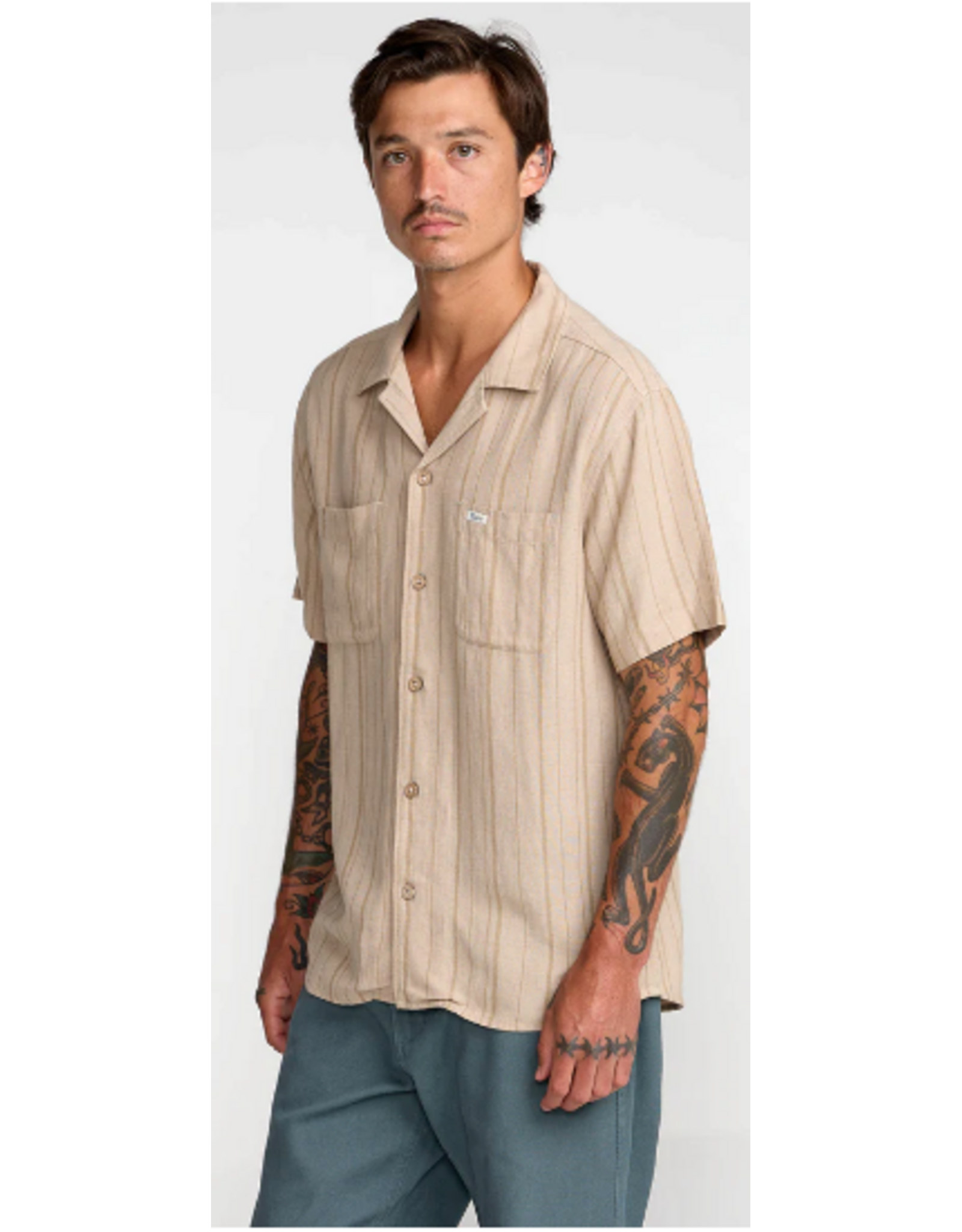 RVCA EXOTICA STRIPE SHORT SLEEVE SHIRT