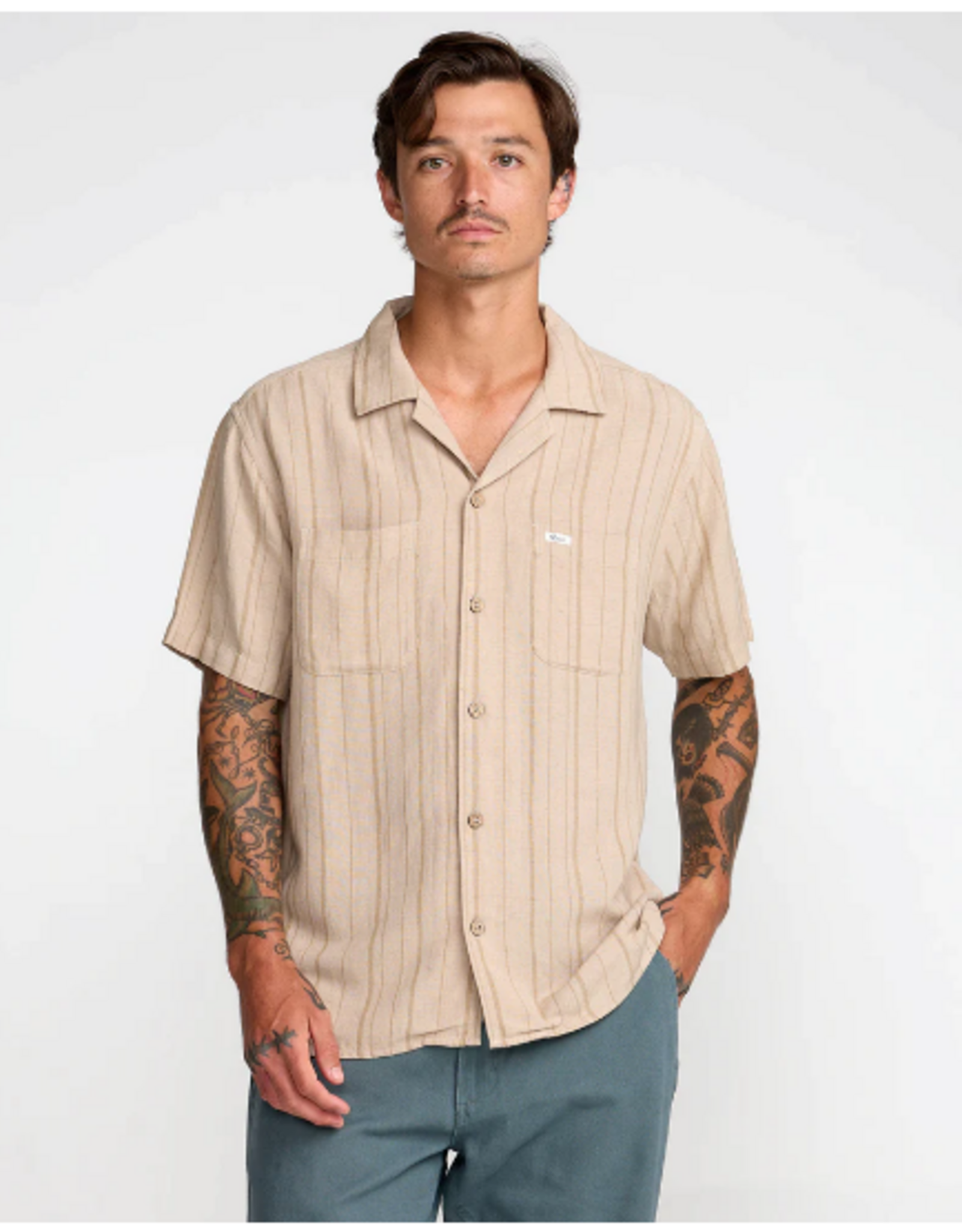 RVCA EXOTICA STRIPE SHORT SLEEVE SHIRT
