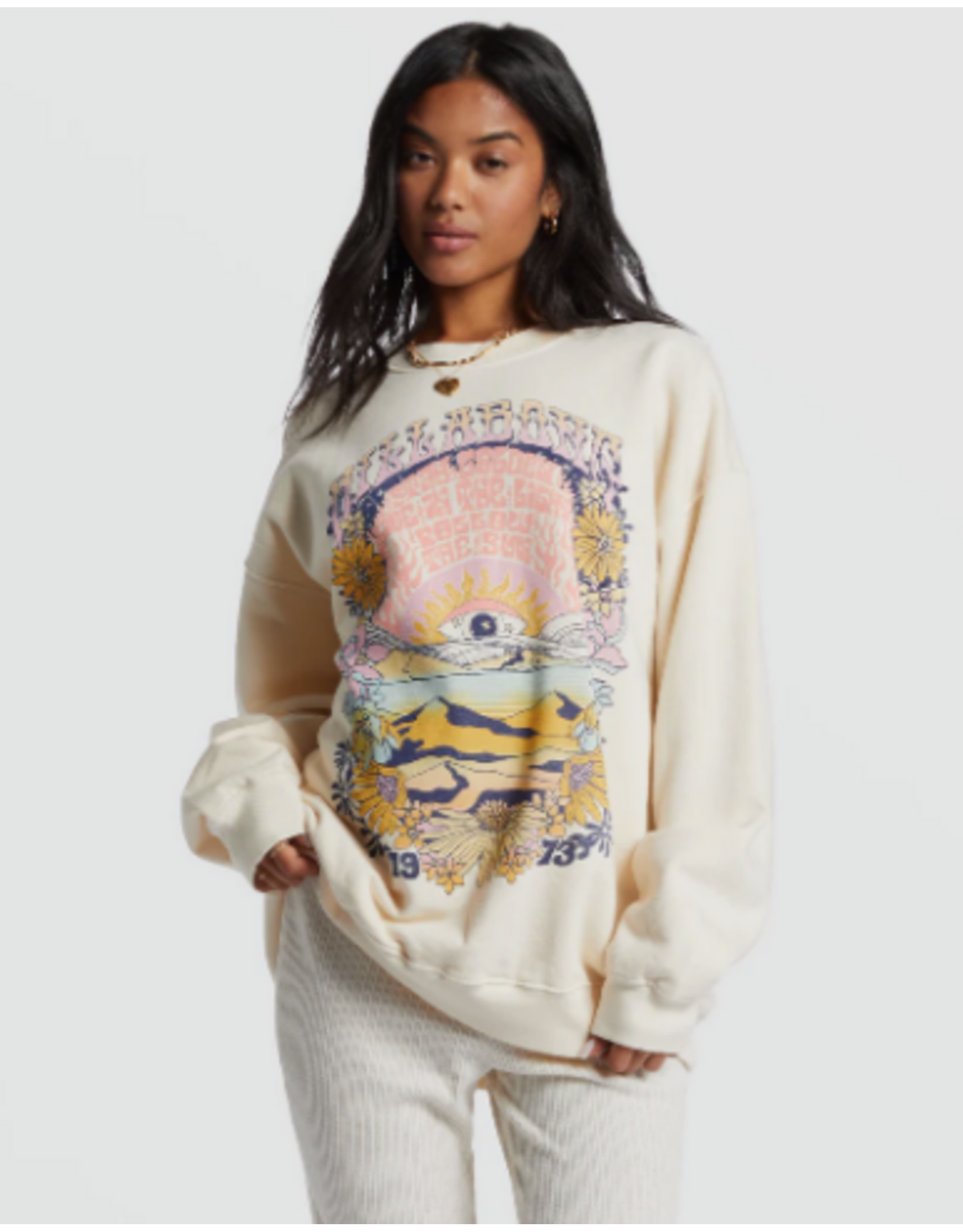 BILLABONG RIDE IN OVERSIZED CREWNECK SWEATSHIRT