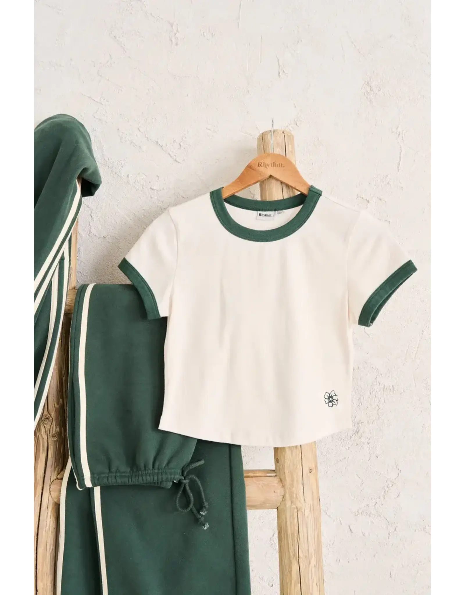 RHYTHM Embroidered Floral Tee Natural/Hunter