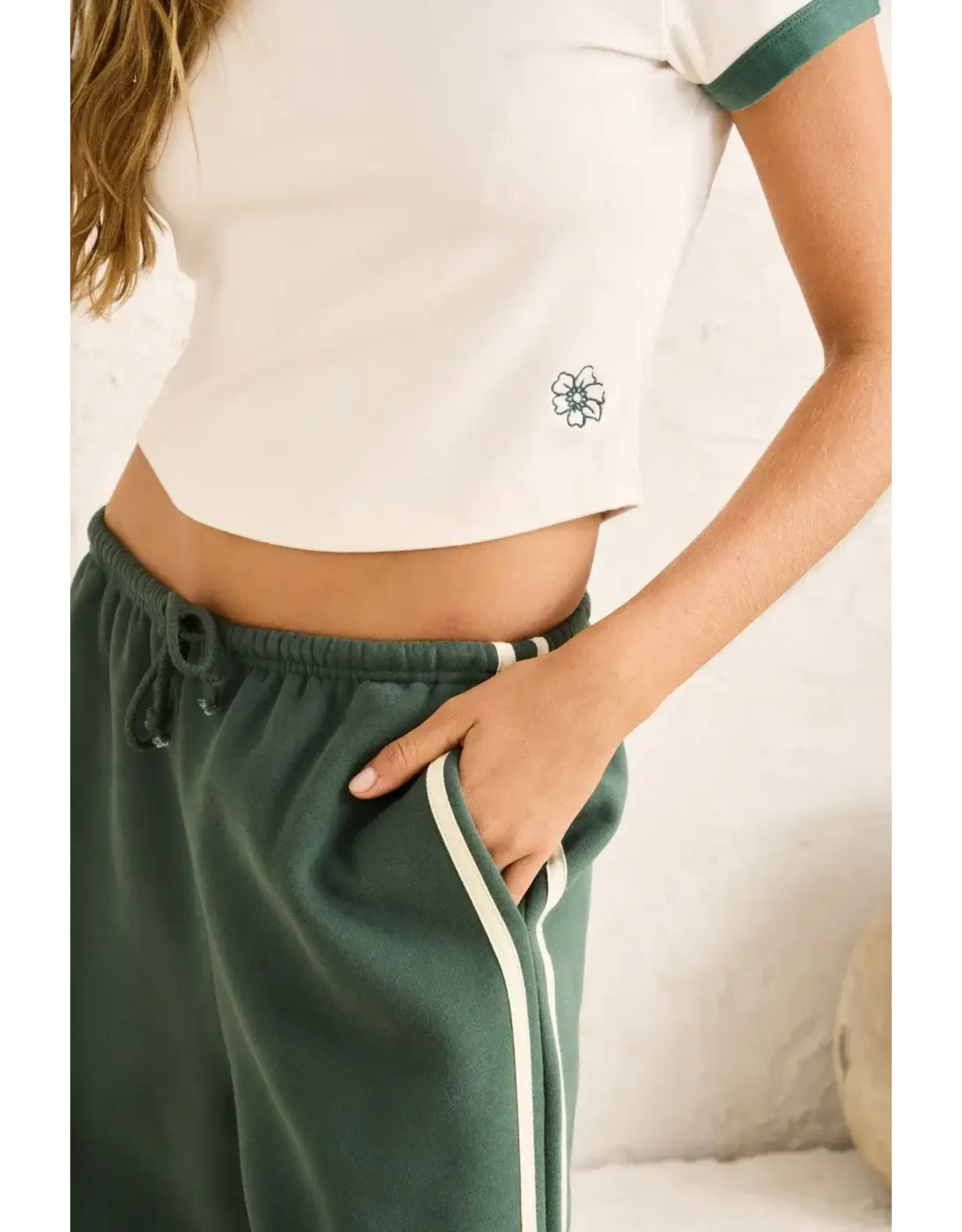 RHYTHM Embroidered Floral Tee Natural/Hunter