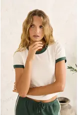 RHYTHM Embroidered Floral Tee Natural/Hunter