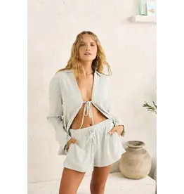 RHYTHM Driftwood Stripe Overswim Shirt Cream