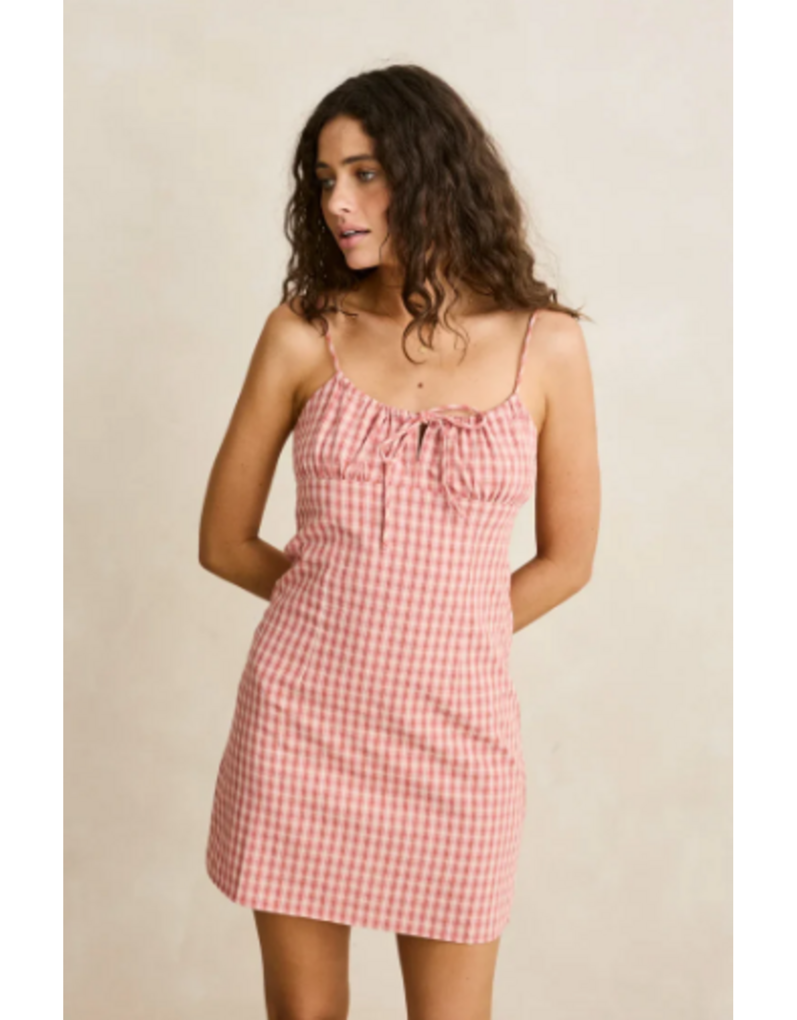 RHYTHM Kirra Check Gathered Mini Dress