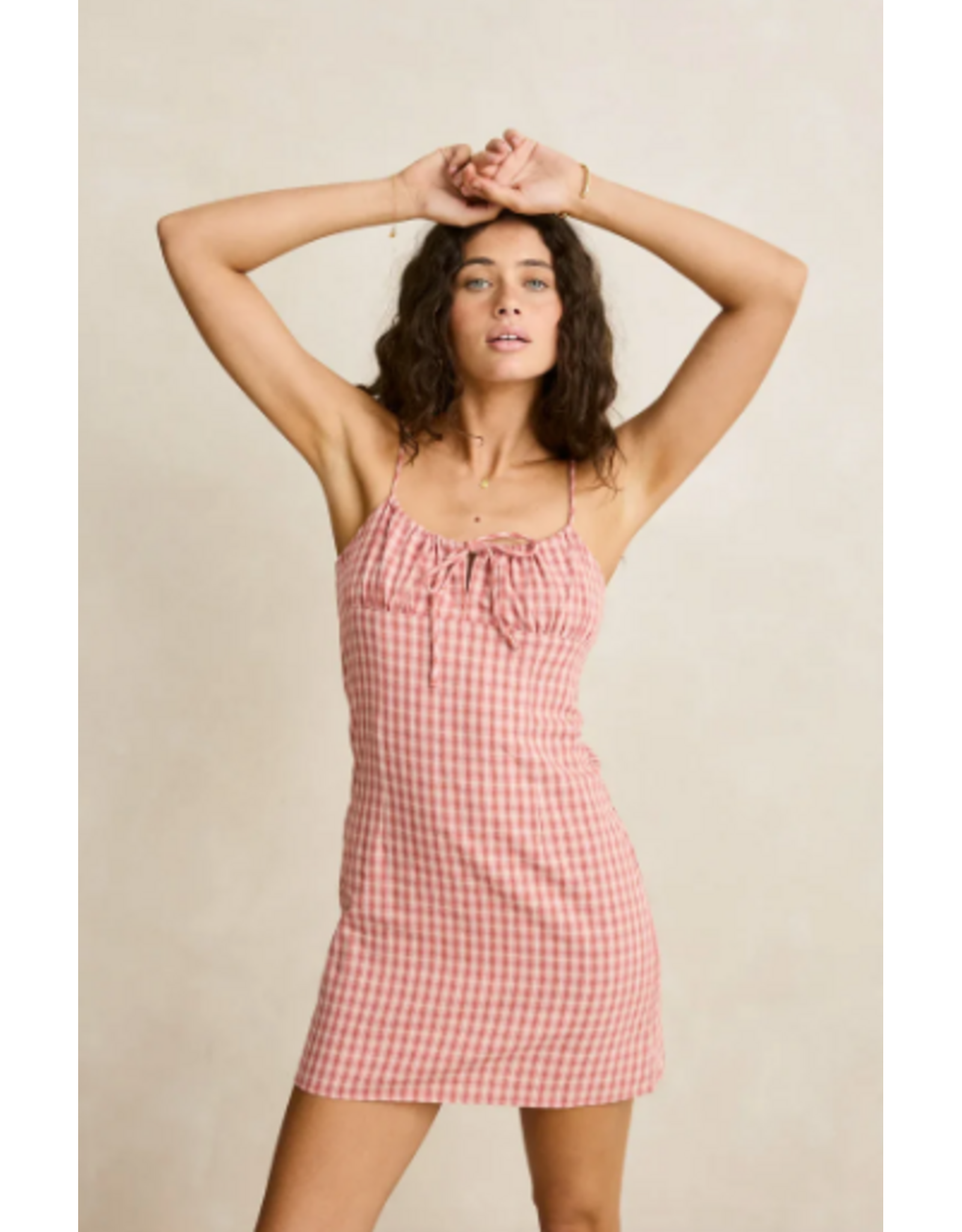 RHYTHM Kirra Check Gathered Mini Dress