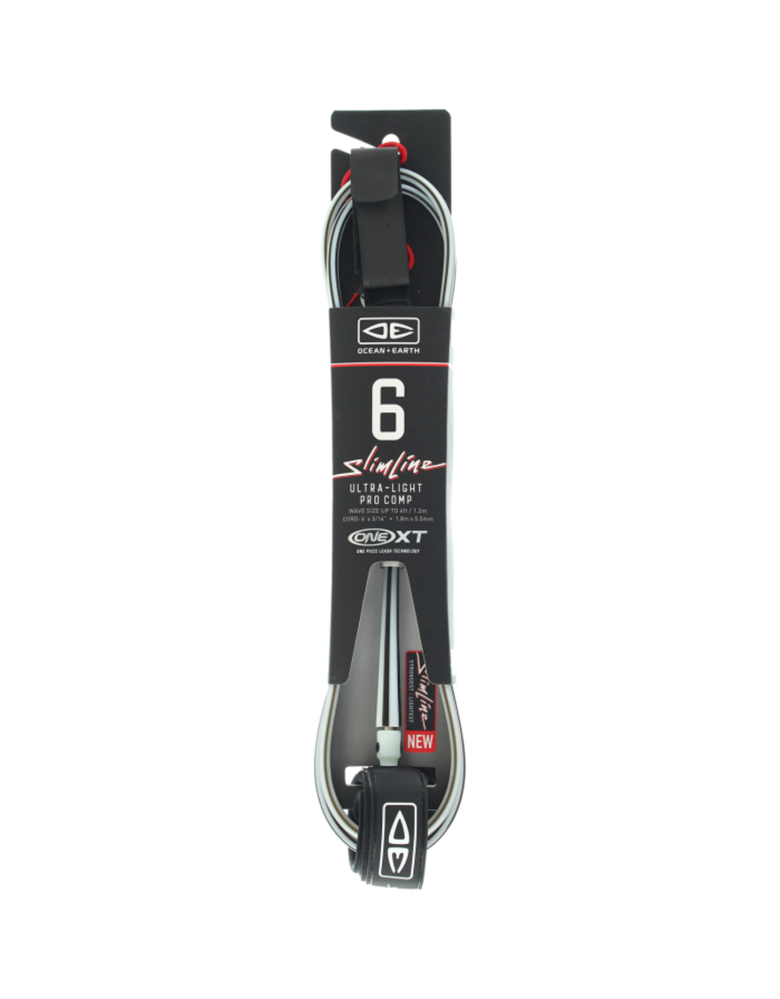 Ocean & Earth O&E SLIMLINE LIGHTWEIGHT COMP ONE-XT LEASH 6' WHT Ocean and Earth