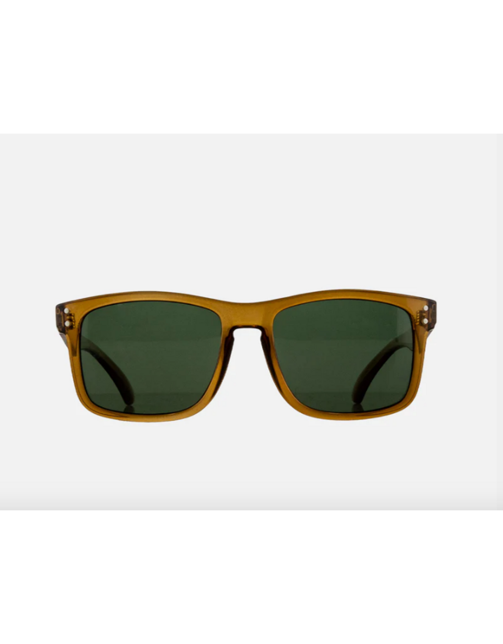 CARVE SUNGLASSES GOBLIN - RECYCLED GLOSS CRYSTAL DK SAND FRAME GREEN POLARIZED LENS