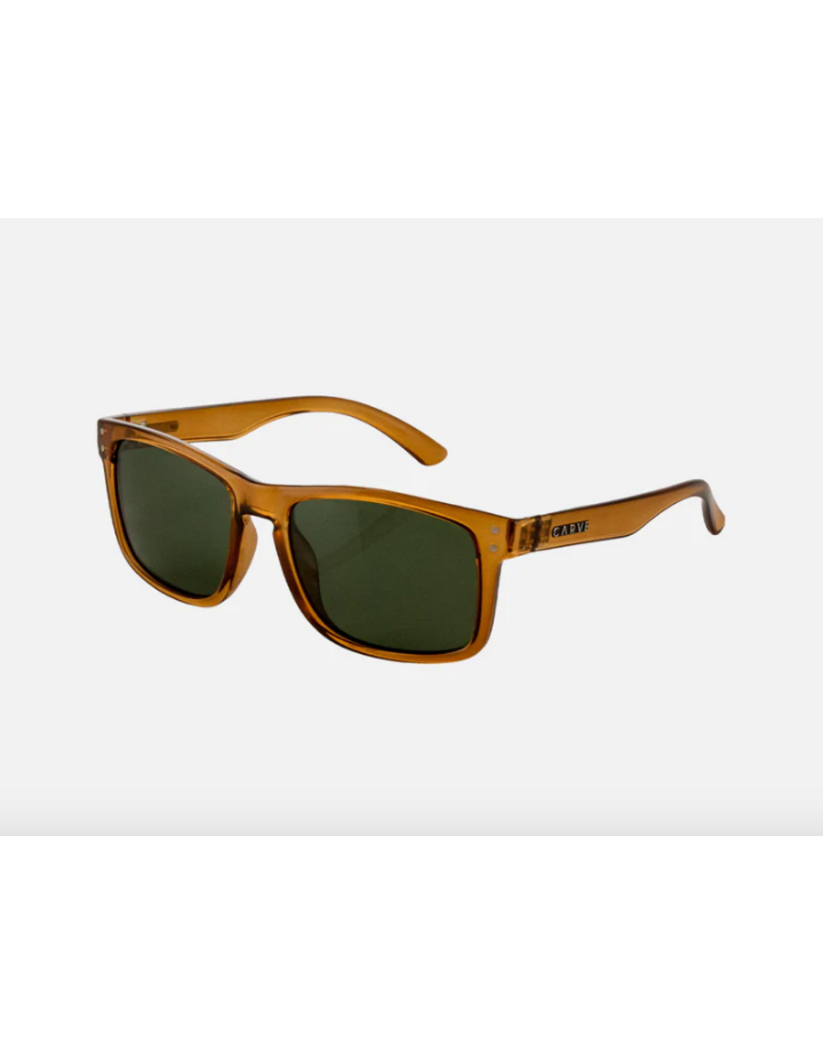 CARVE SUNGLASSES GOBLIN - RECYCLED GLOSS CRYSTAL DK SAND FRAME GREEN POLARIZED LENS