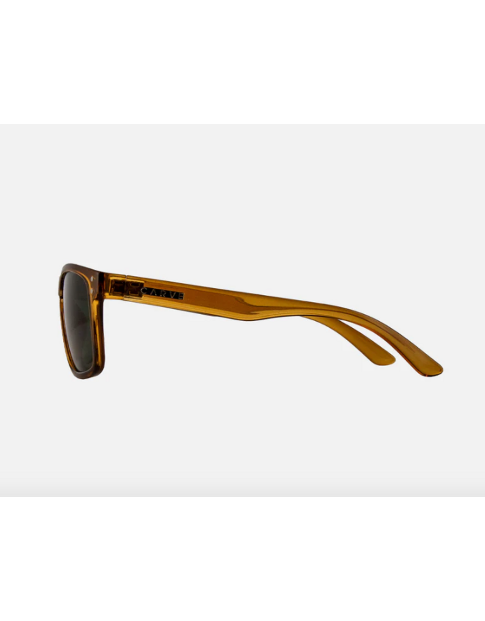 CARVE SUNGLASSES GOBLIN - RECYCLED GLOSS CRYSTAL DK SAND FRAME GREEN POLARIZED LENS