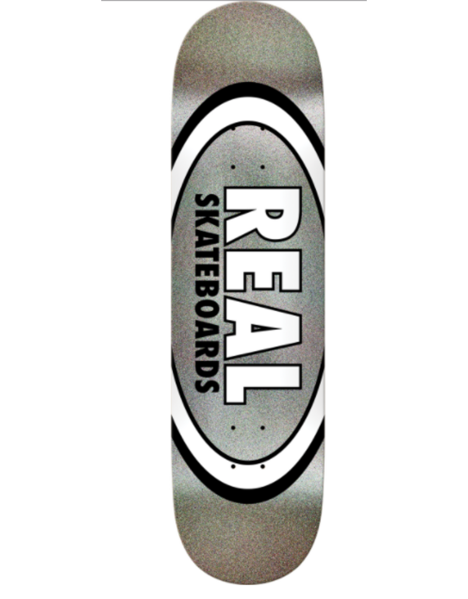 REAL REAL EASY RIDER OVAL DECK-8.25 SILVER/BLK METALLIC  Real