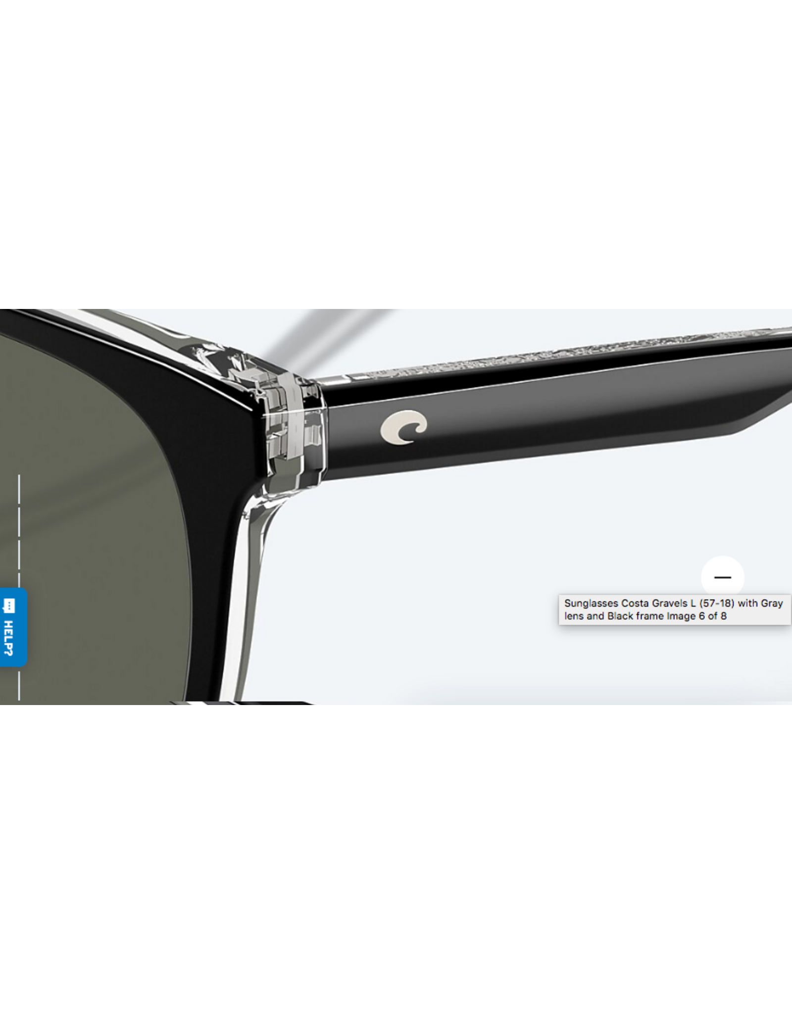 COSTA DEL MAR GRAVELS  Frame Color: Black  POLARIZED GLASS (580G)