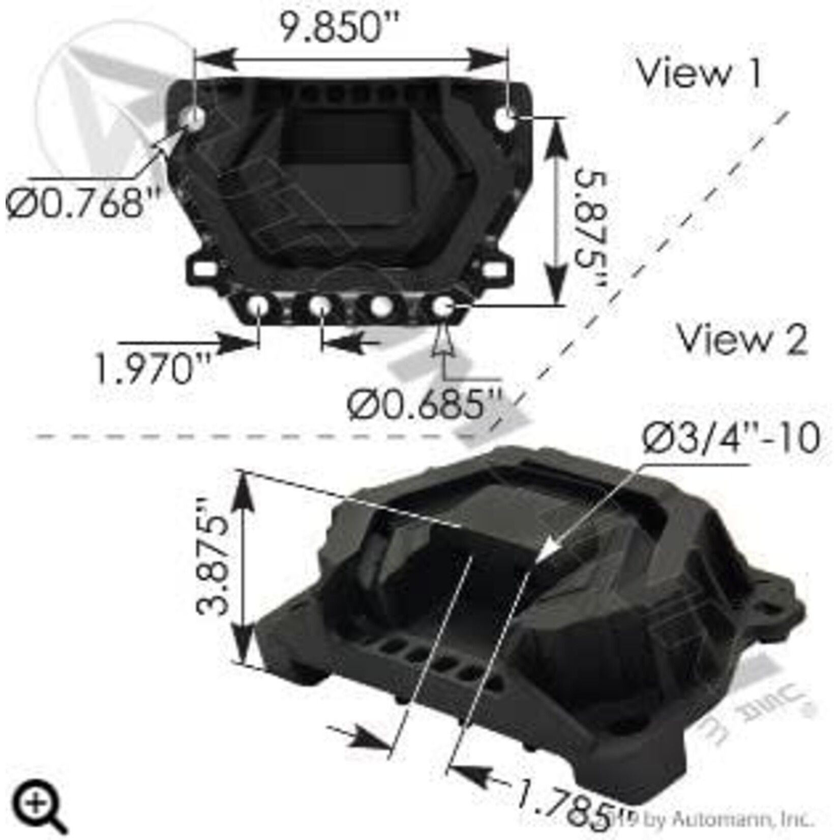 Automann Engine Mount / Motor Mount - Rear - Cascadia with DD15/ DD13 / Cummins Engine M46852