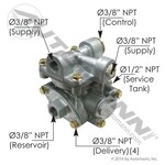 Automann RT4 Type Multifunction Valve - PPV Closing Pressure: 55PSI / Mack P/N 5396