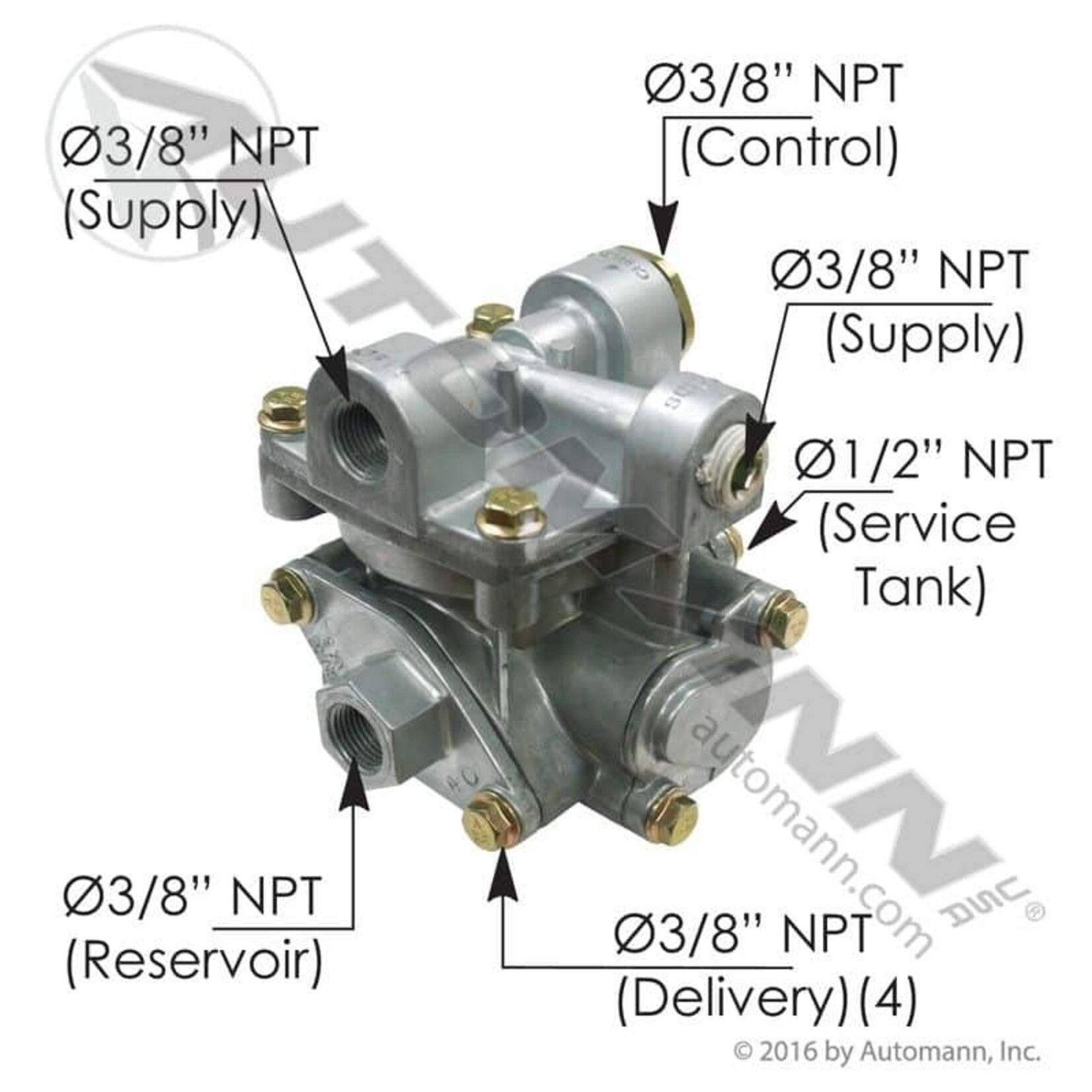 Automann RT4 Type Multifunction Valve - PPV Closing Pressure: 55PSI / Mack P/N 5396