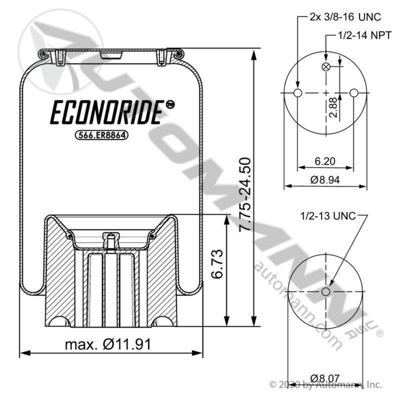 Air Bag -Econoride automann - W01-358-8864  (Kenworth / Peterbilt )