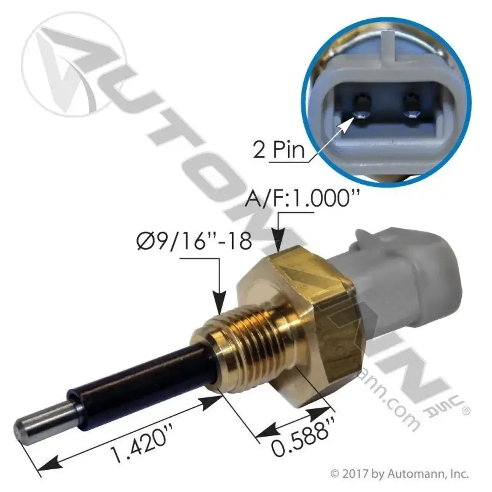 Automann Coolant Level Sensor - Automann -  DETROIT SERIES 60  - P/N 23522855 - Thread Size 9/16 -18 SDT