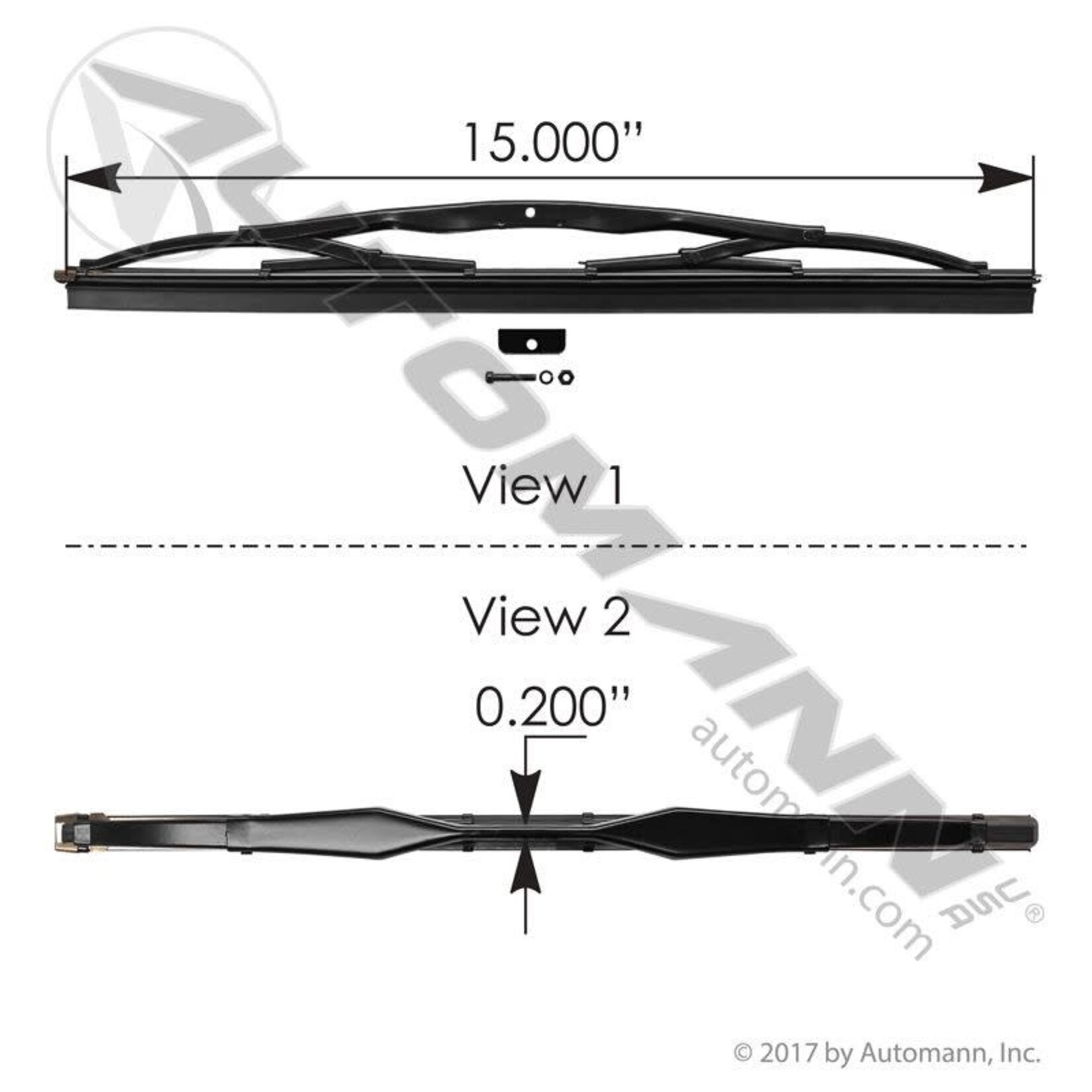 Automann Wiper Blades - Saddle Mount Automann Premium Blade Size  15"