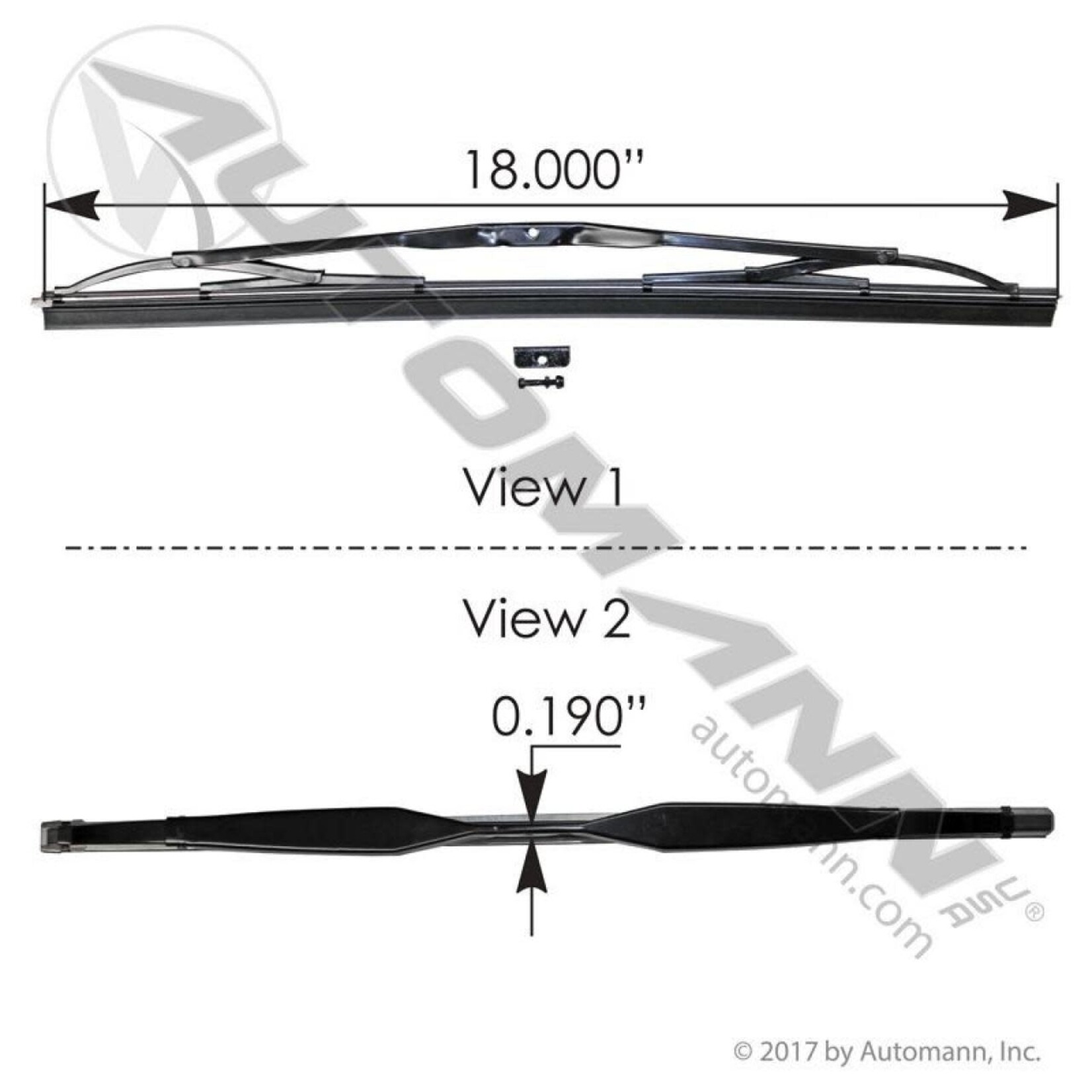 Automann Wiper Blades - Saddle Mount Automann Premium Blade Size 18"