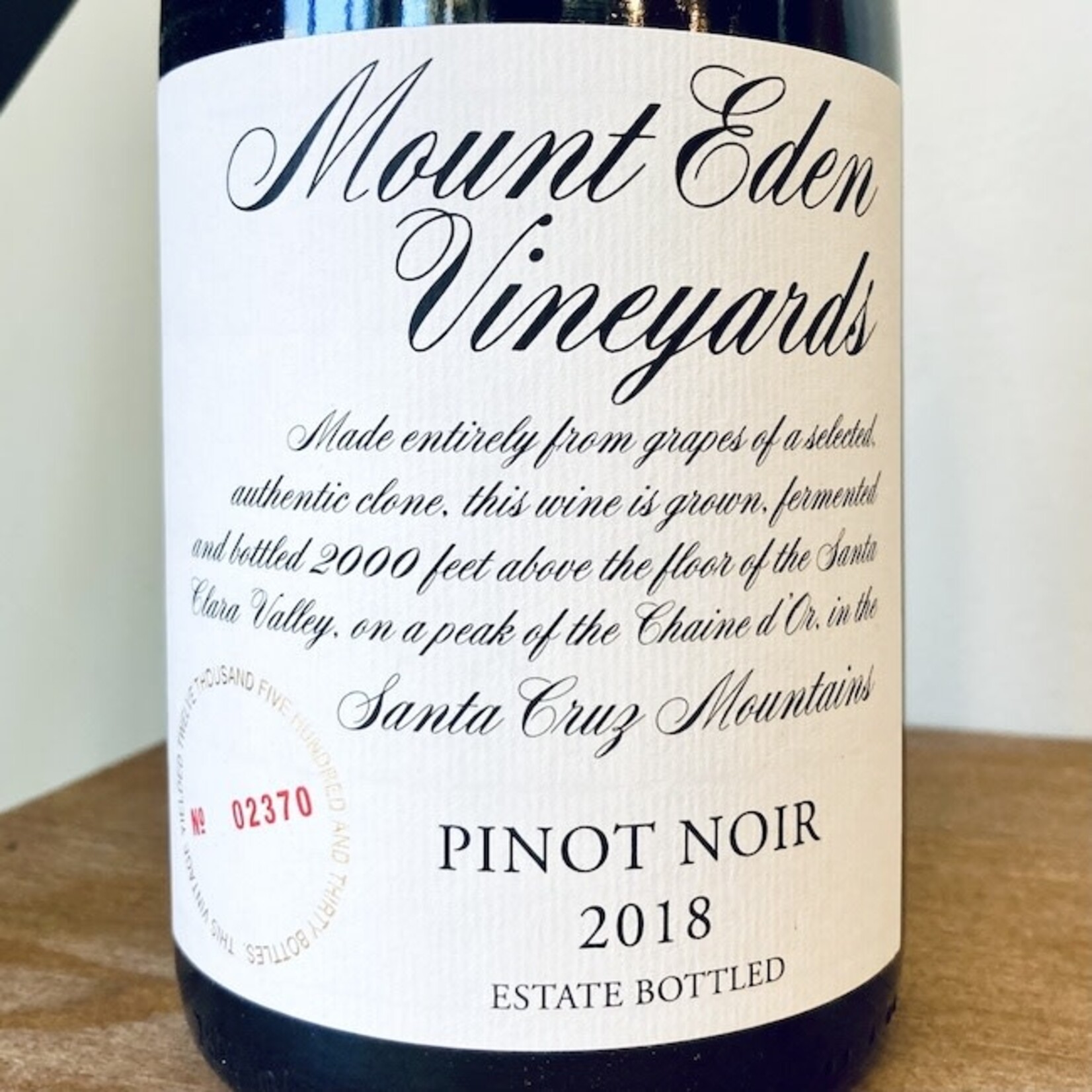 USA 2018 Mount Eden Vineyards Pinot Noir Santa Cruz Mountains