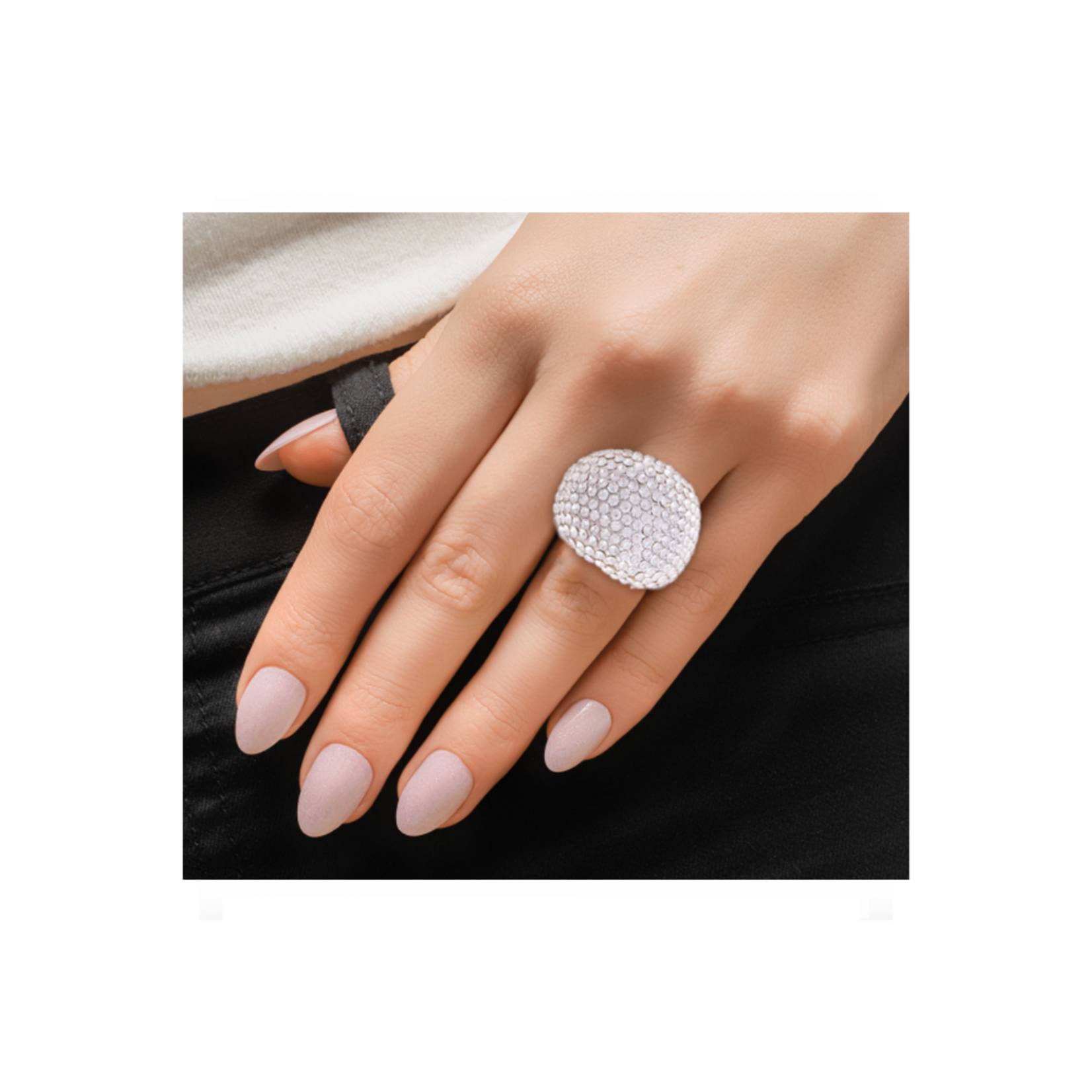 Pave Rhinestone Dome Cocktail Ring