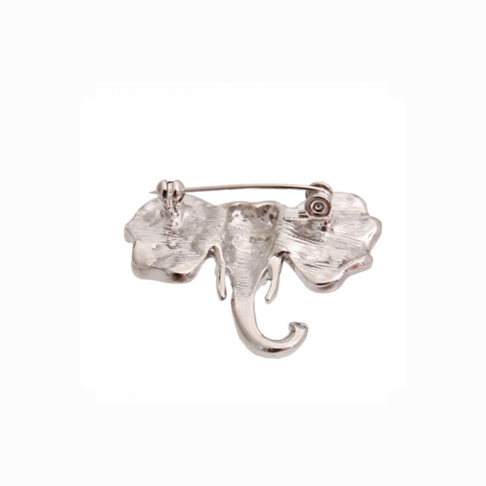White and Silver Elephant Brooch