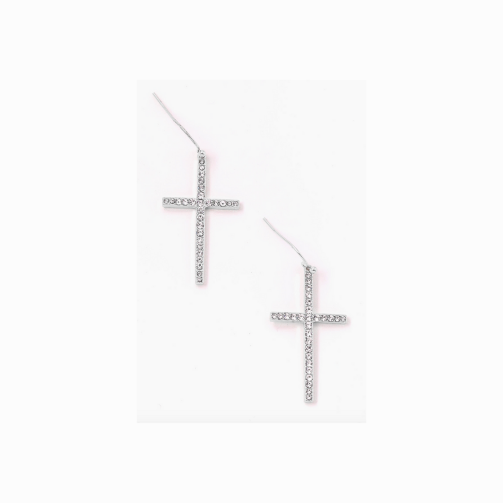 Rhinestone Cross Dangle Earrings
