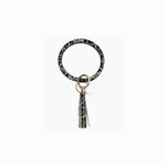 MYS Leopard Leather Coated Key Ring with Pendant