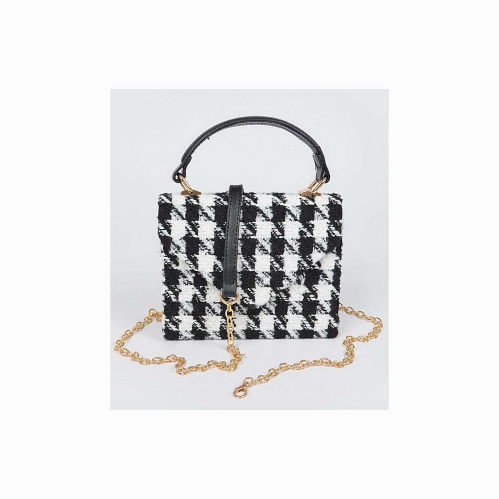 Houndstooth Tweed Cross Body Bag