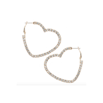 Crystal Avenue Crystal Avenue Gold Side Heart Rhinestone Hoops