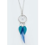 Monague Monague Dream Catcher Necklace with Turquoise Feathers