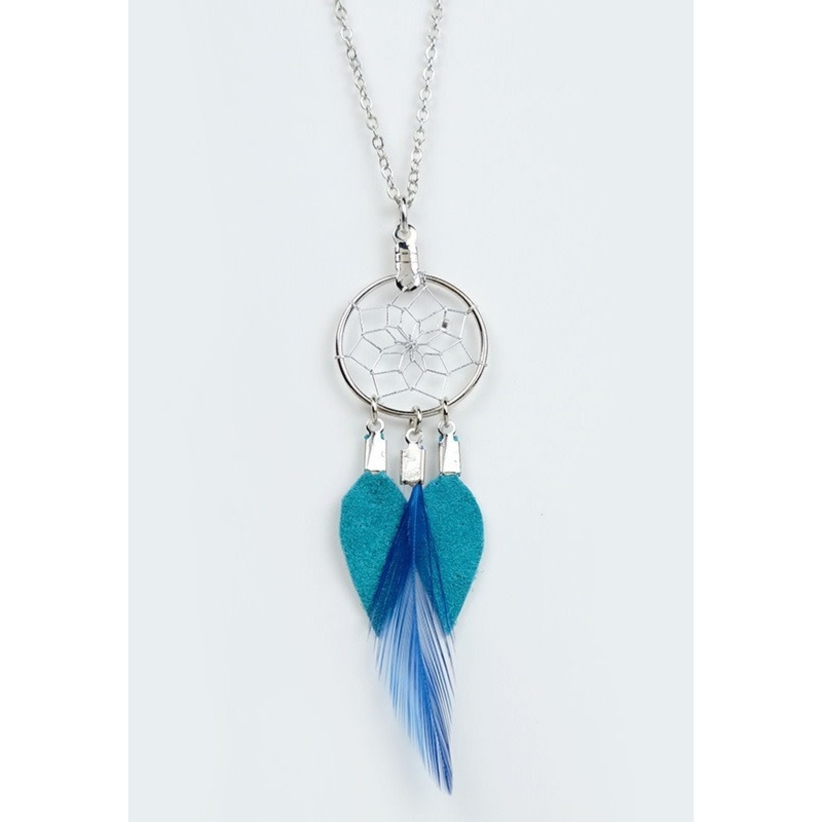 Monague Monague Dream Catcher Necklace with Turquoise Feathers