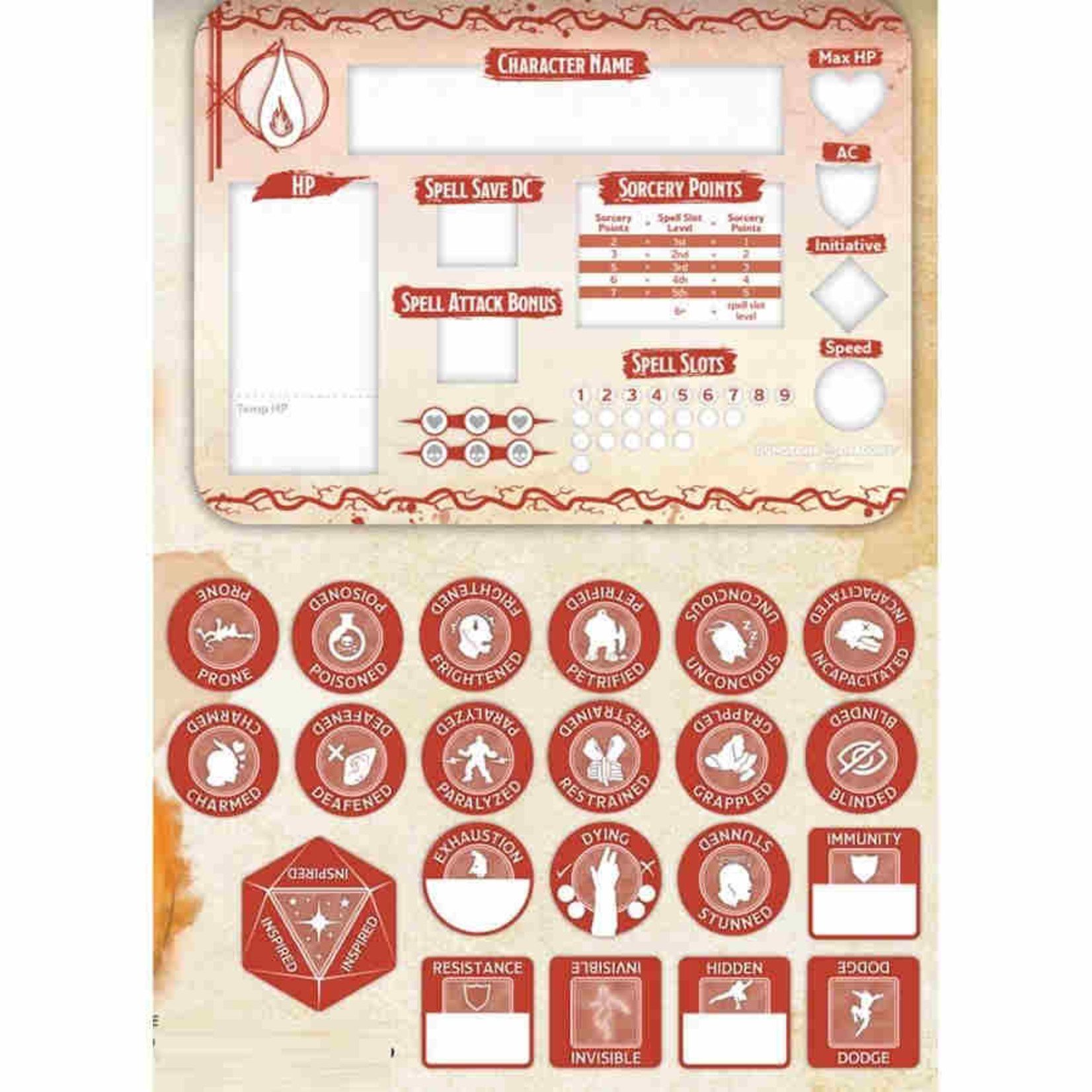 Gale Force 9 D&D: Character Tokens: Sorcerer