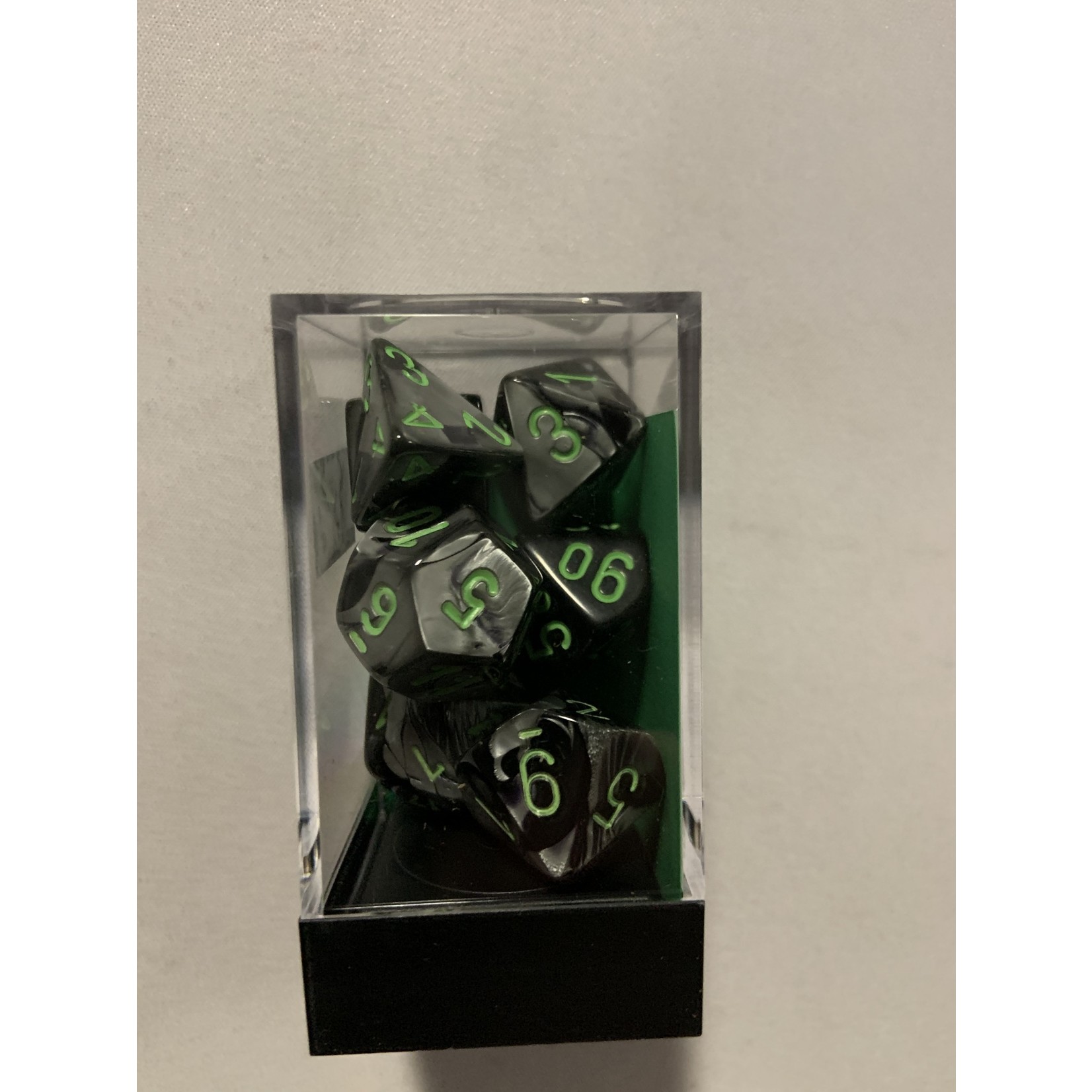 Chessex CHX 7ct Gemini 26445: Black-Grey/green