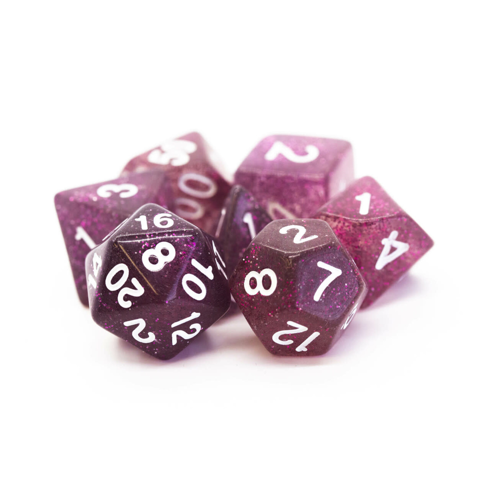 Old School Sparkle Translucent 7ct dice RPG-38: Purple