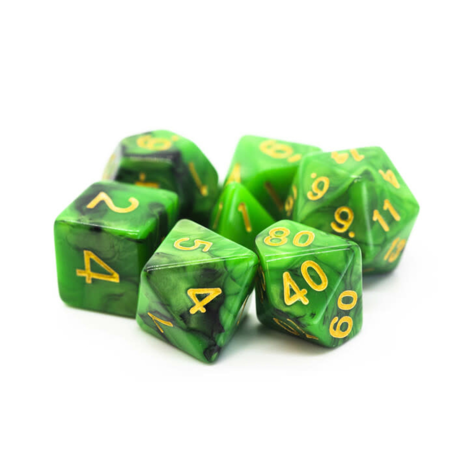 Old School Vorpal 7ct Dice RPG 51: Green & Black w/ Gold