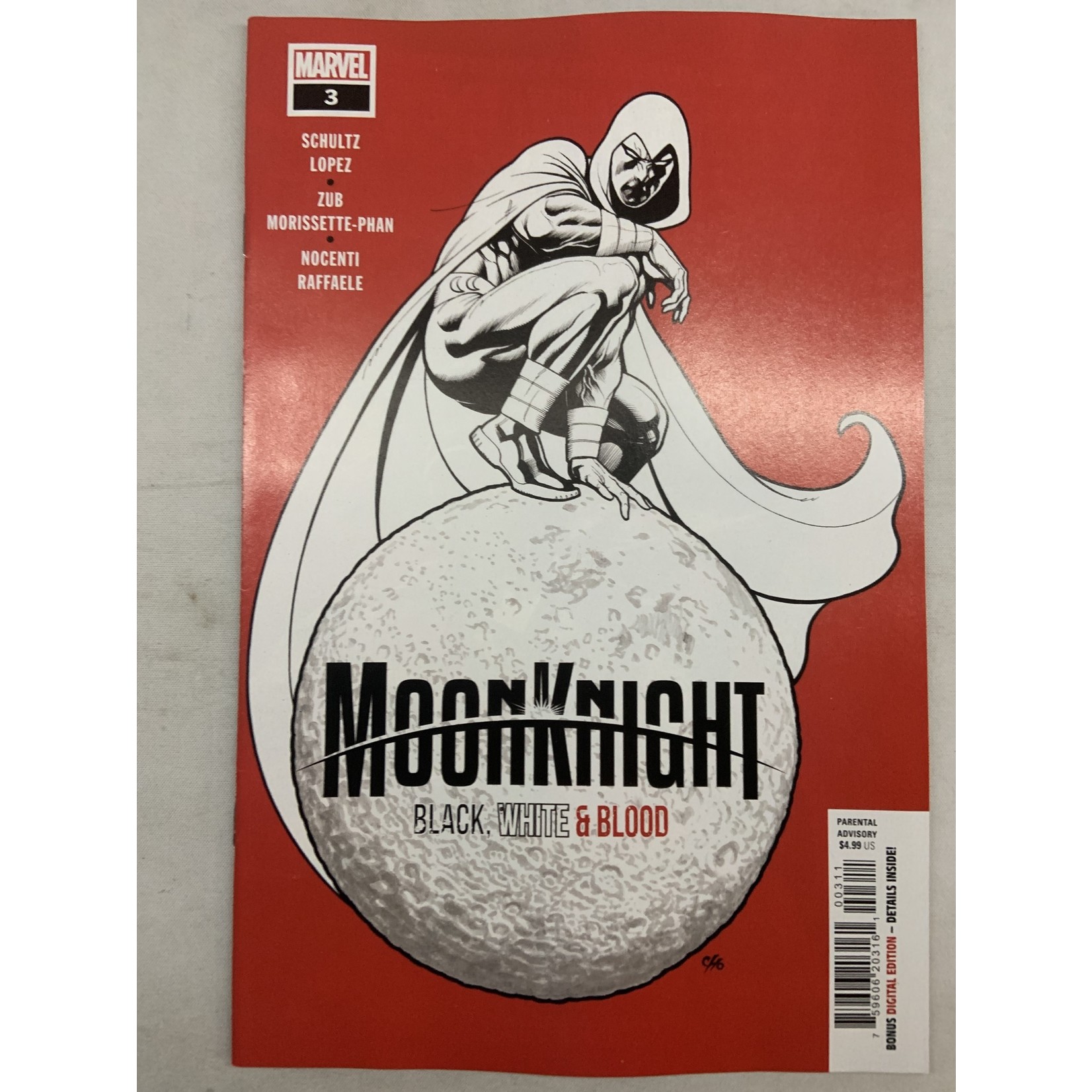 Marvel Comics MoonKnight Black, White & Blood 2022 #3A
