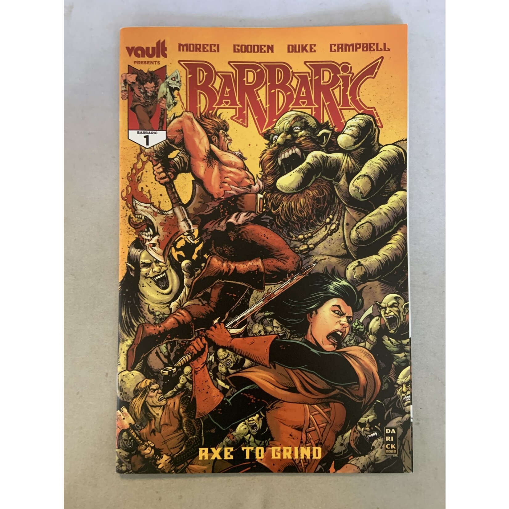 VAULT COMICS Barbaric Axe To Grind 2022 #1 Cvr H 100 Copy Incv Robertson