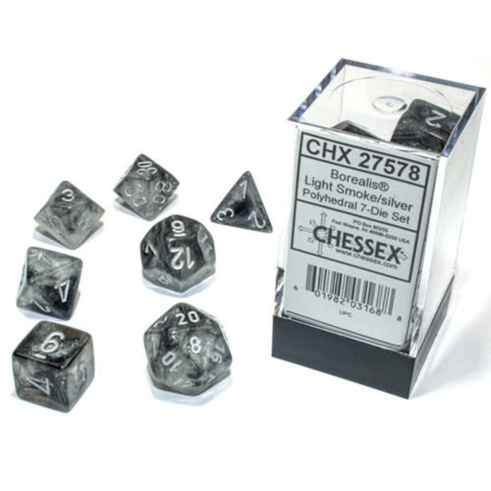 Chessex CHX 7ct Borealis 27578 Light Smoke/Silver